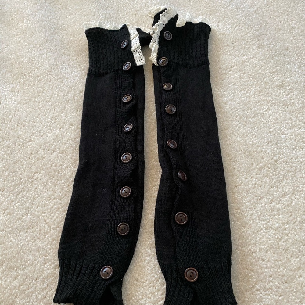 Black/Ivory Lace Leg Warmers